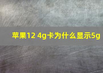 苹果12 4g卡为什么显示5g